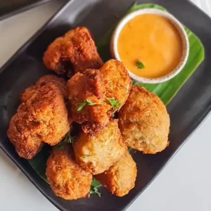 Crispy vegan cauliwings made from cauliflower, served with sweet chili mayo dipping sauce at Sauce Tree Bali